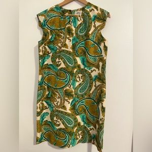 Milly cocktail dress size 10, green paisley print.